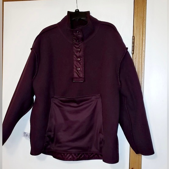Athleta cozy Sherpa snap sweatshirt color eggplant Color NWT - Picture 10 of 13